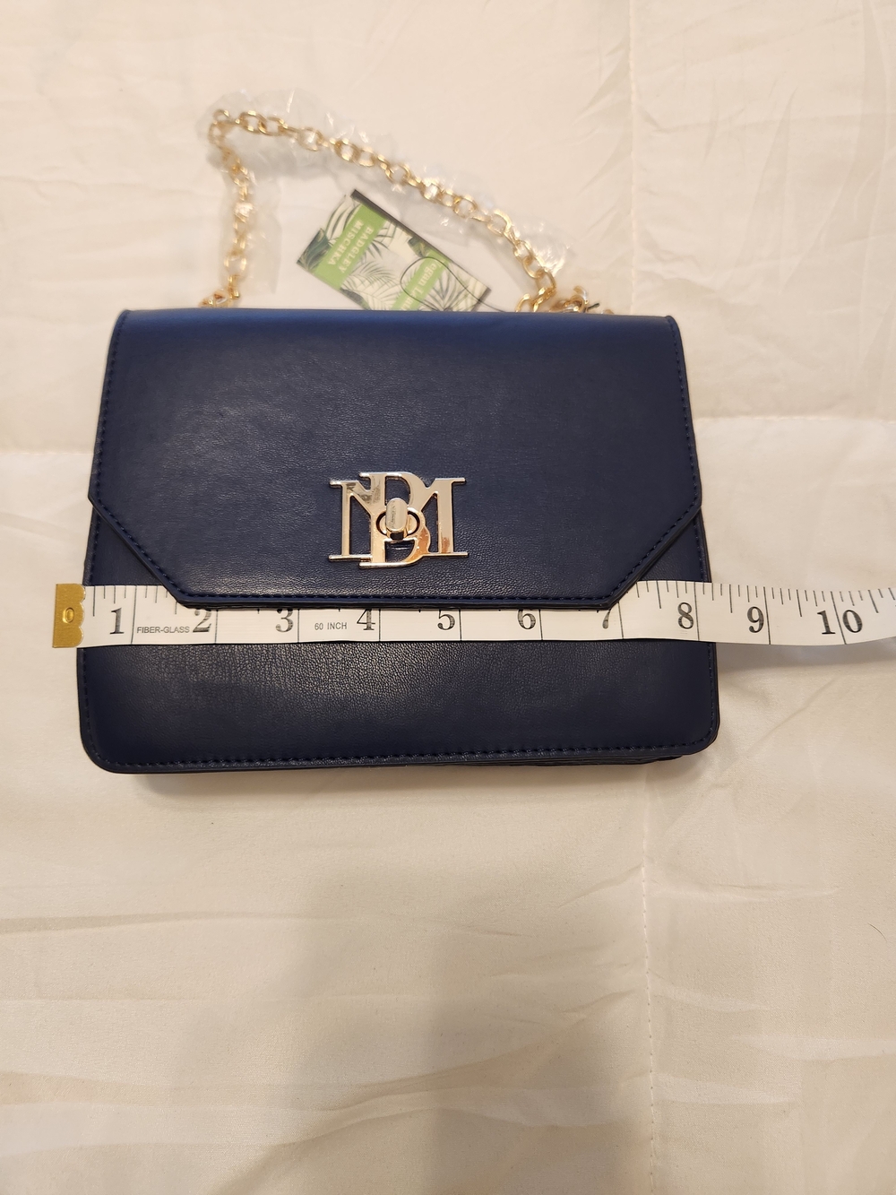 Badgley Mischka Navy And Tan Crossbody with Gold Chain